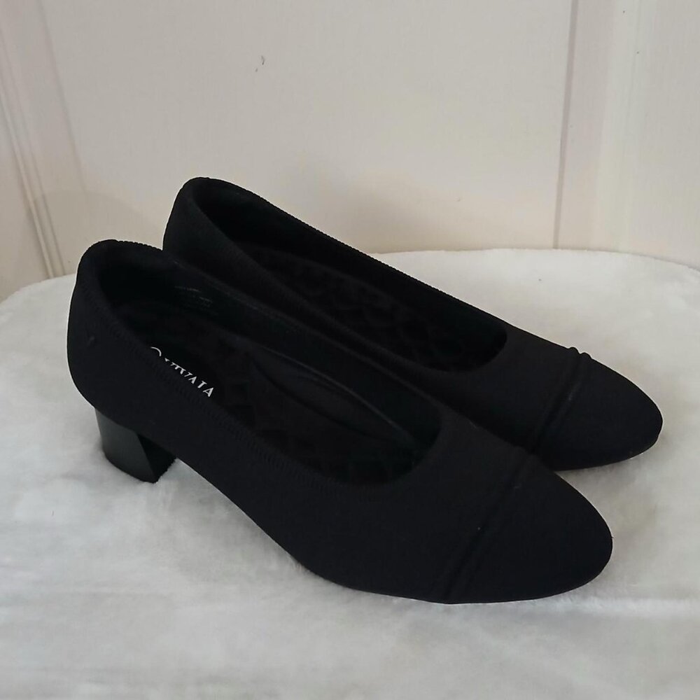 Vivaia Black Almond-Toe Stress Free Chunky Heels (Julie Arch Pro) in EU size 38